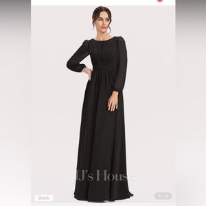 A-line Scoop Floor-Length Chiffon Bridesmaid Dress Black